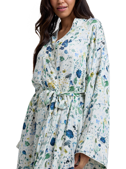 Lily and Lionel Corina Pressed Floral Dressing Gown, Ivory - view 2, Ivory