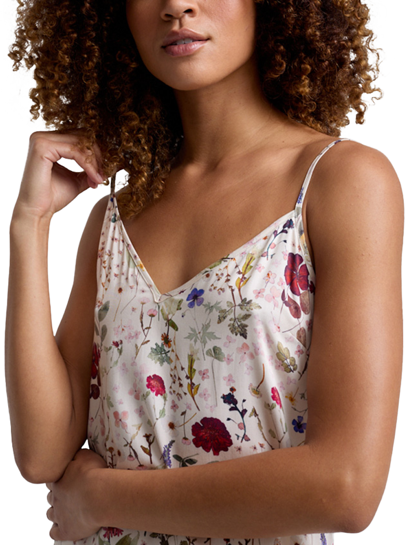 Product image 6 of 6, which shows Lily and Lionel Rosie Pressed Floral Satin Nightdress, Cream, S