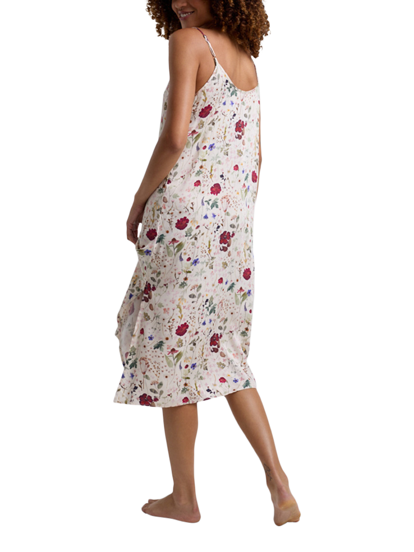 Product image 2 of 6, which shows Lily and Lionel Rosie Pressed Floral Satin Nightdress, Cream, S