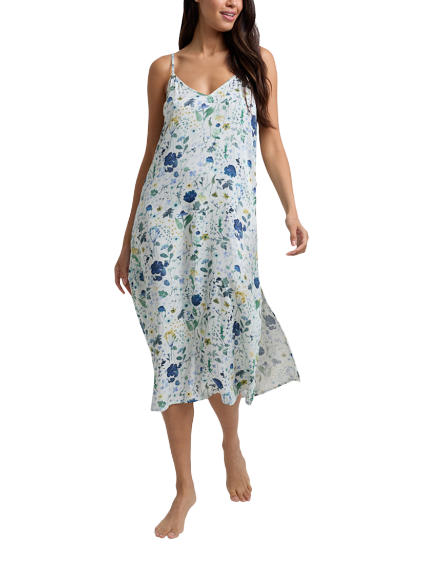 Product image 1 of 5, which shows Lily and Lionel Rosie Pressed Floral Satin Nightdress, Cream, S