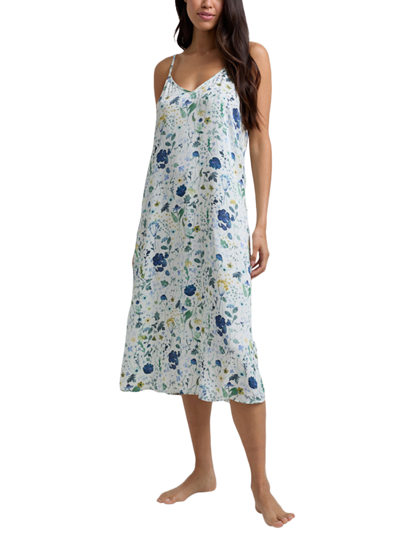Product image 2 of 5, which shows Lily and Lionel Rosie Pressed Floral Satin Nightdress, Cream, S