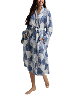 Lily and Lionel Corina Pressed Floral Dressing Gown, Blue, Blue