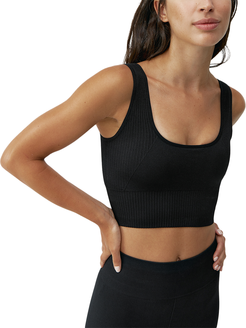 Product image 1 of 5, which shows Born Living Yoga Seamless Crop Top, Black, S