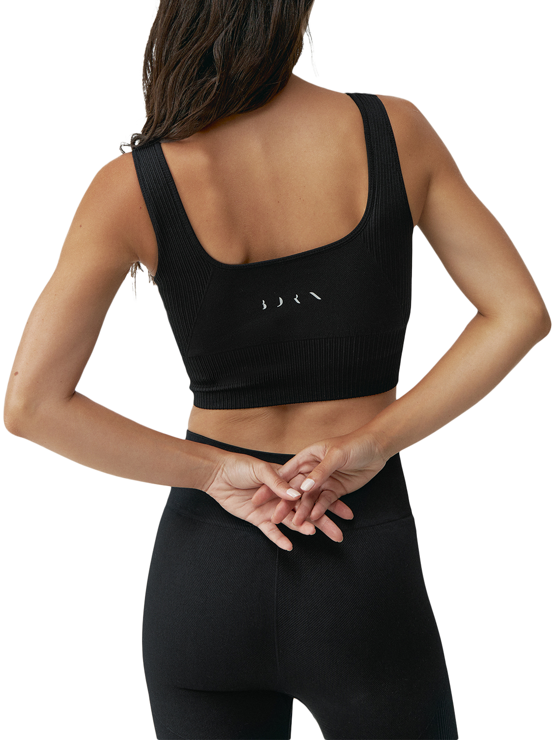Product image 2 of 5, which shows Born Living Yoga Seamless Crop Top, Black, S