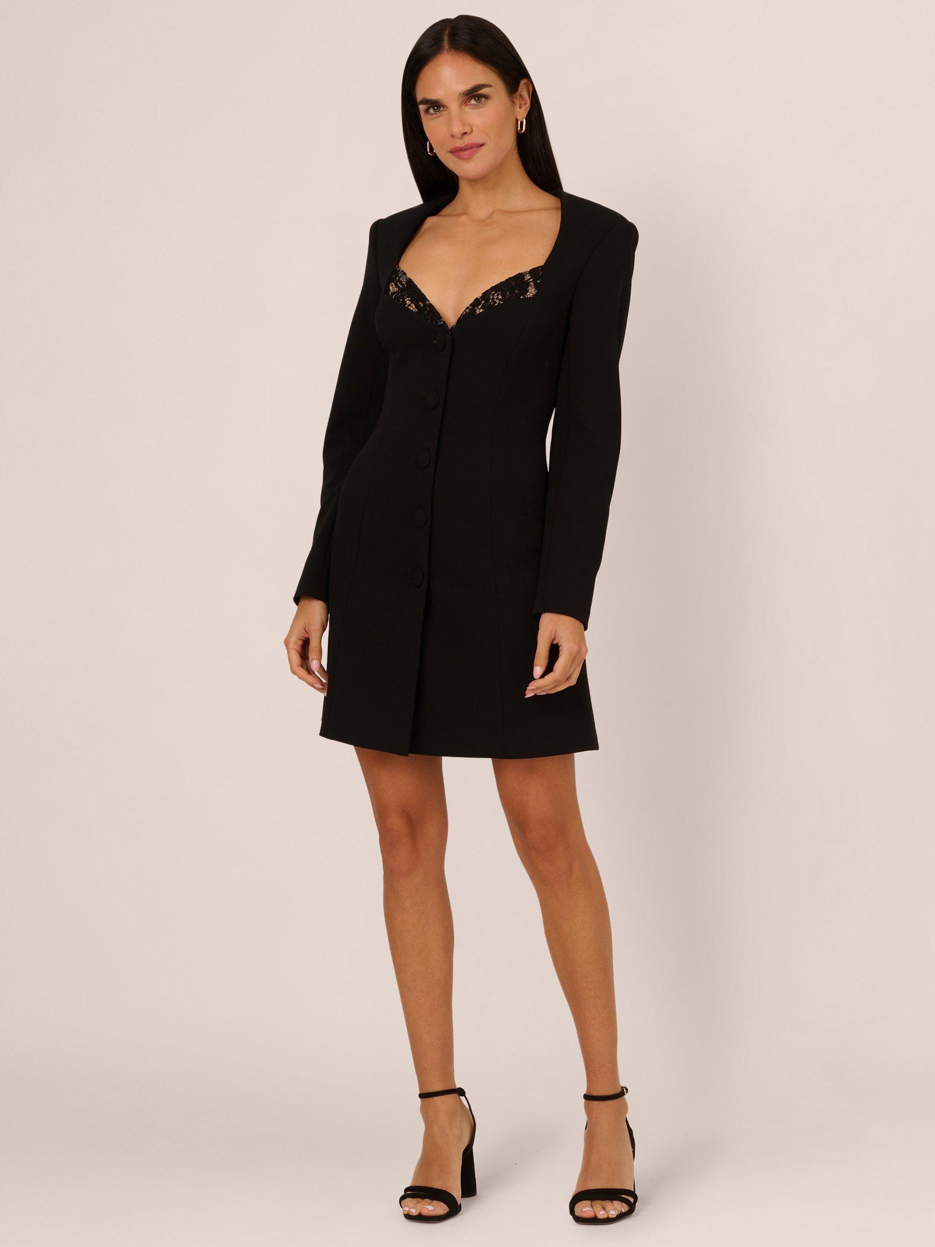 Product image 4 of 8, which shows Adrianna by Adrianna Papell Knit Crepe Blazer Dress, Black, 8
