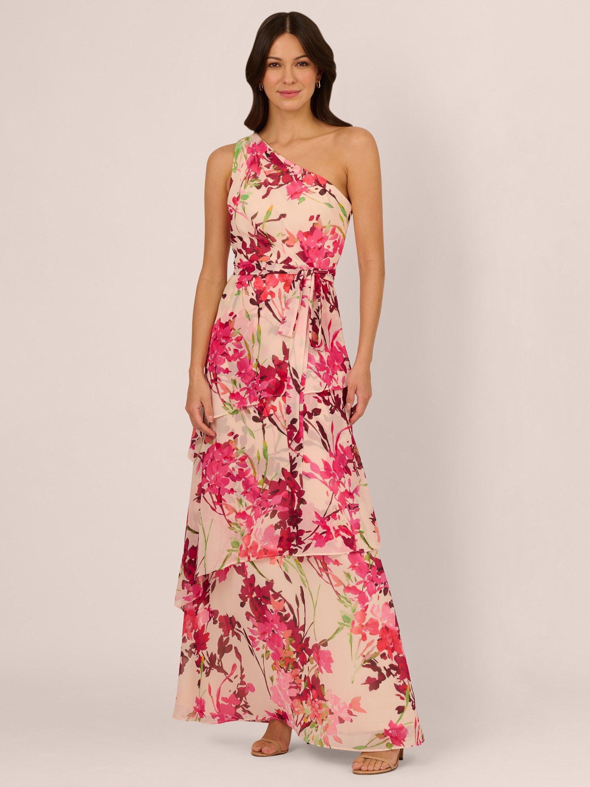 Product image 1 of 7, which shows Adrianna Papell Floral Asymmetric Maxi Dress, Multi, 6