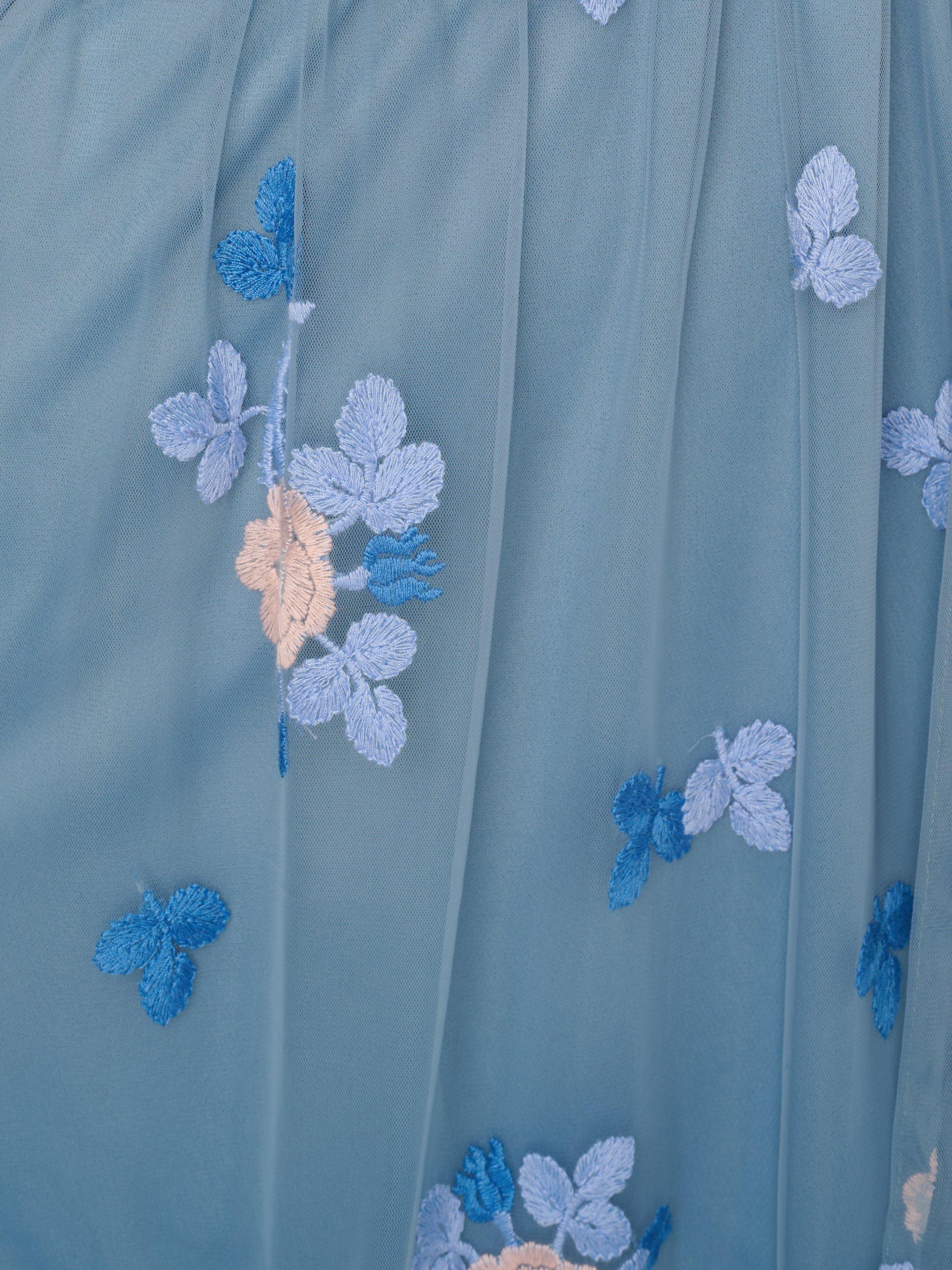 Product image 6 of 6, which shows Adrianna Papell Embroidered Halterneck Maxi Dress, French Blue/Multi, M