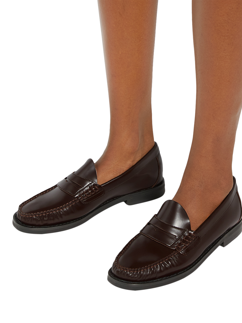 Product image 2 of 6, which shows Dune London Ginnie Leather Slip On Loafers, Burgundy, 3