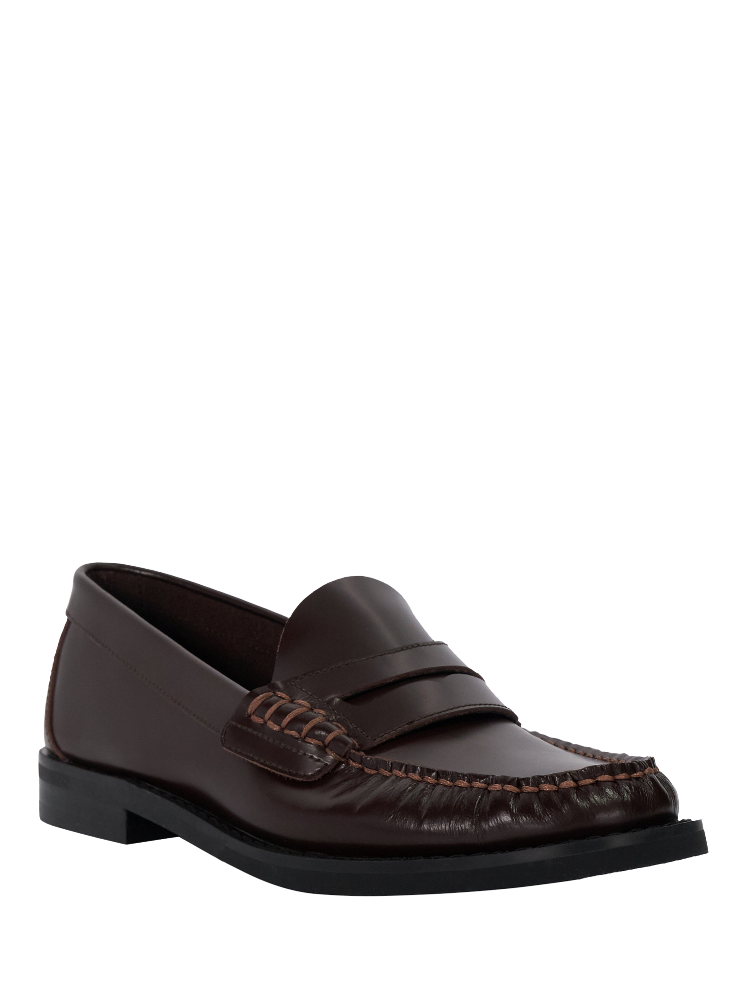 Product image 4 of 6, which shows Dune London Ginnie Leather Slip On Loafers, Burgundy, 3