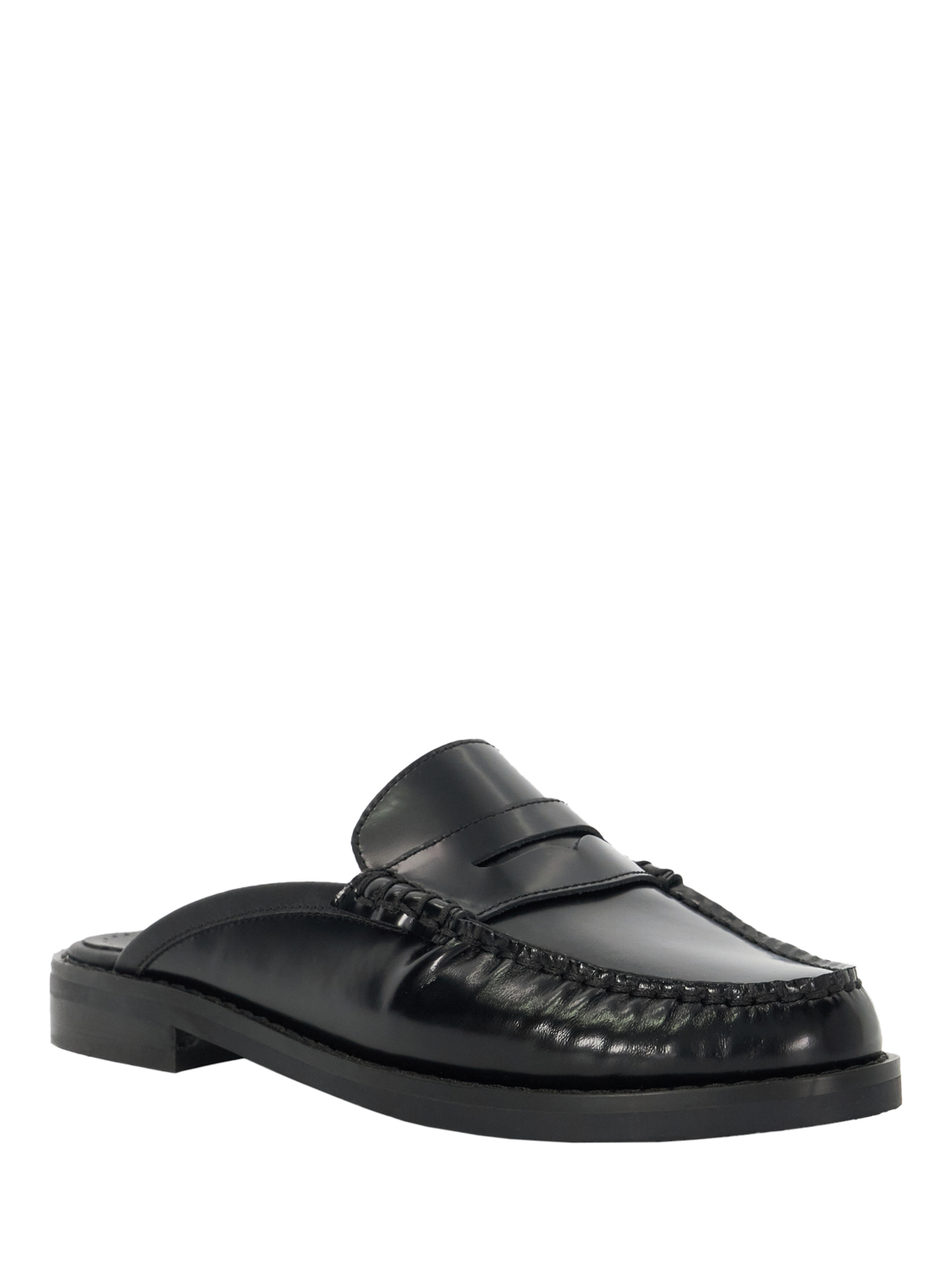 Product image 4 of 6, which shows Dune London Goya Leather Mule Loafers, Black, 3