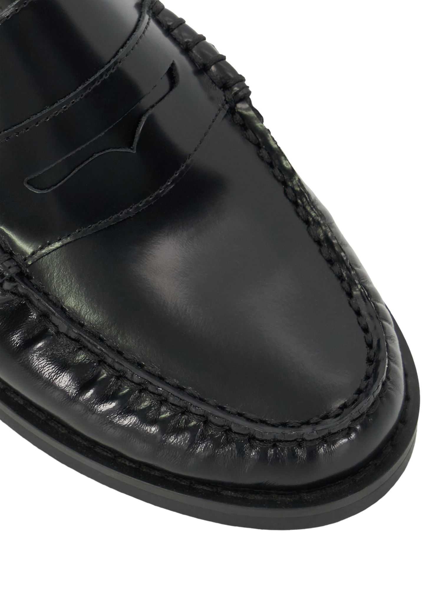 Product image 6 of 6, which shows Dune London Goya Leather Mule Loafers, Black, 3