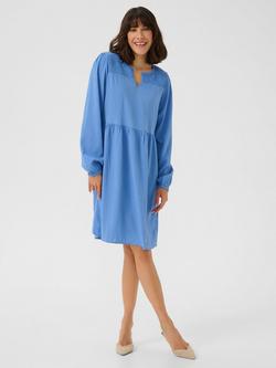 KAFFE Linda Smock Dress, Mid Blue, Mid Blue