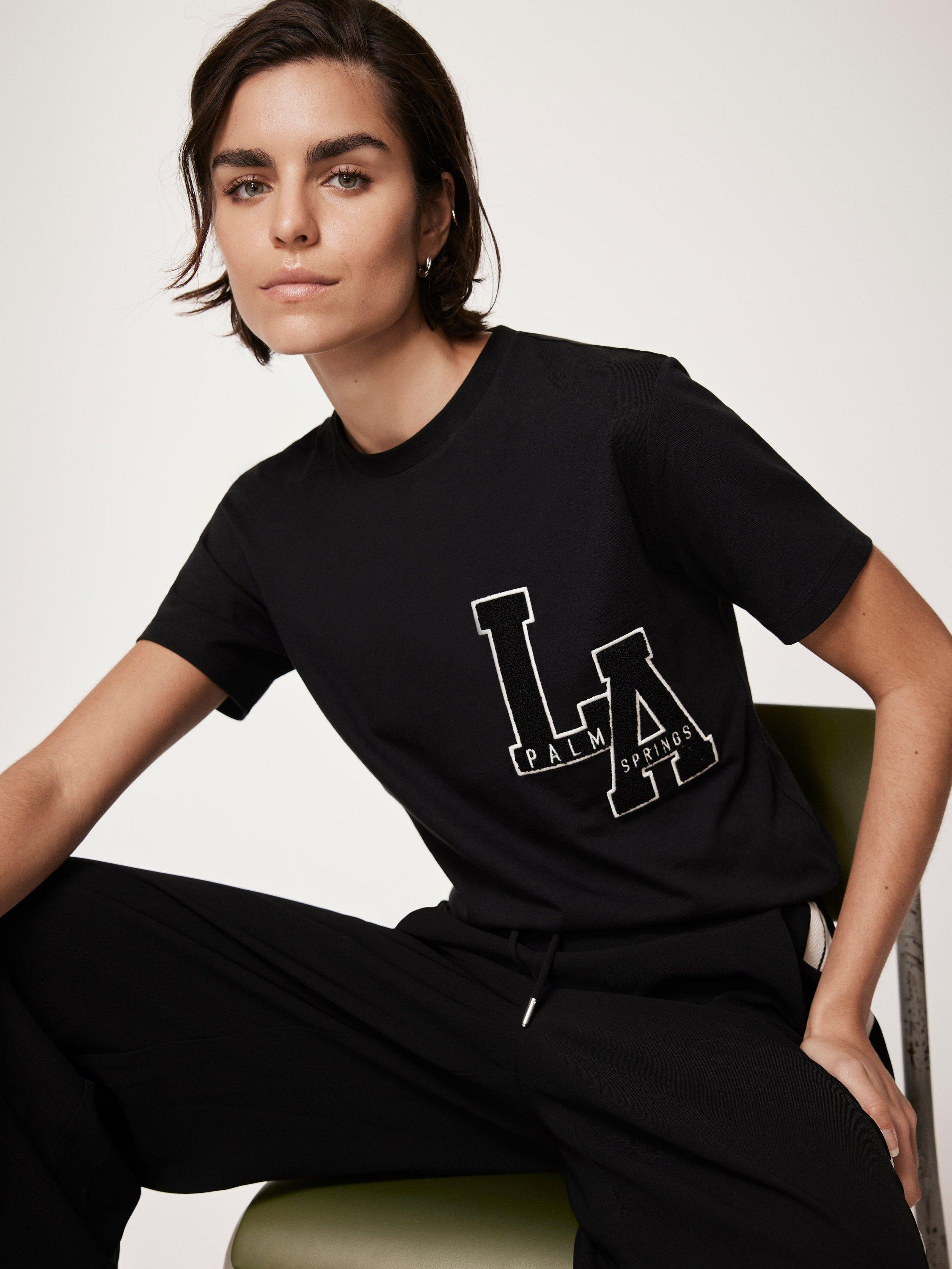 Mint Velvet LA Motif T-Shirt, Black