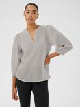 KAFFE Silja Notch Neck Top, Grey