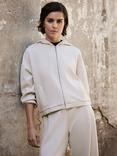 Mint Velvet Jersey Zip Through Hoodie, White Ivory