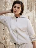 Mint Velvet Jersey Zip Through Hoodie, White Ivory