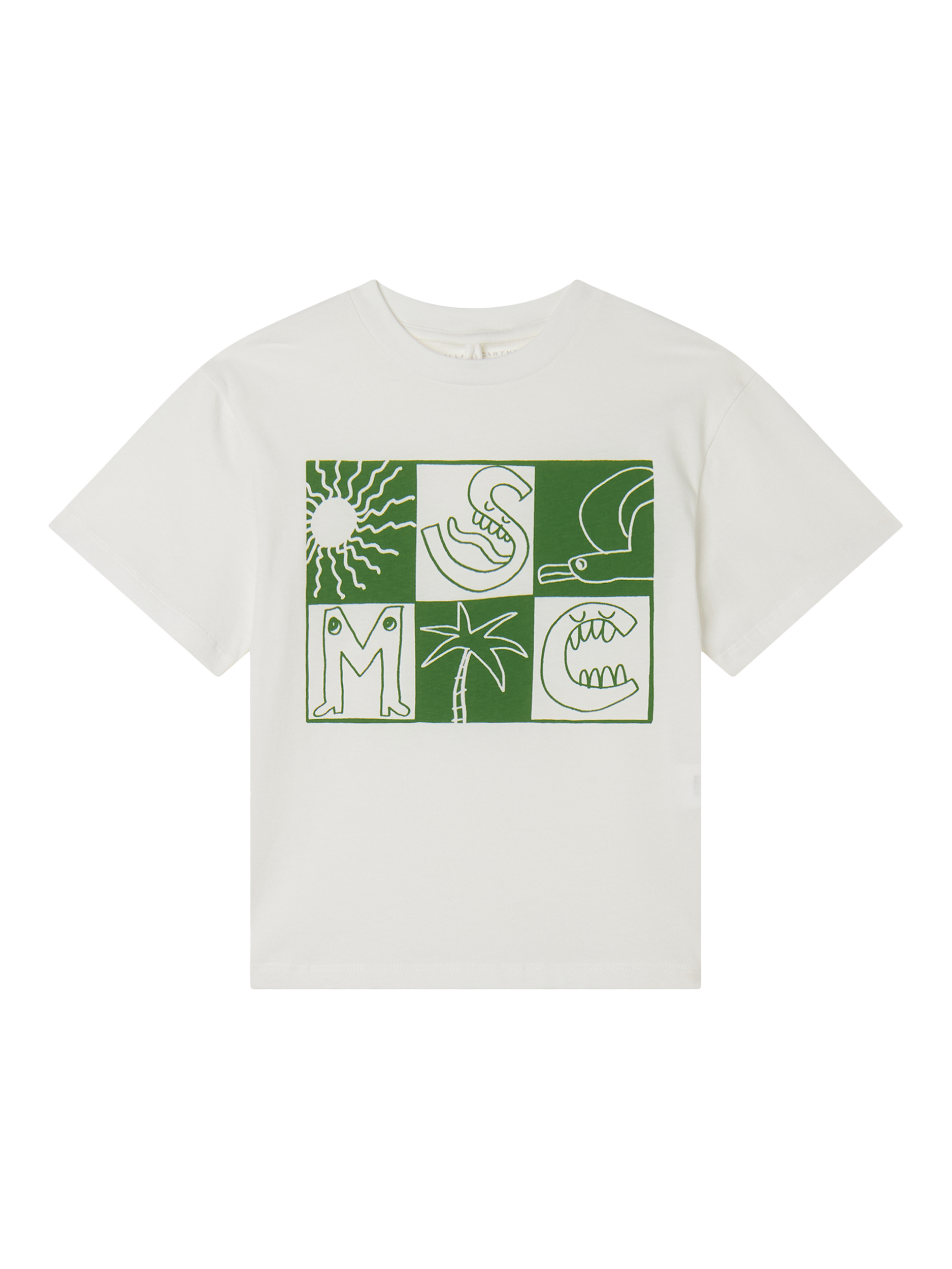 Stella McCartney Kids Kids' Cotton Jersey Check Logo T-Shirt, White