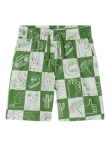 Stella McCartney Kids Kids' Checkerboard Skater Shorts, Green/White