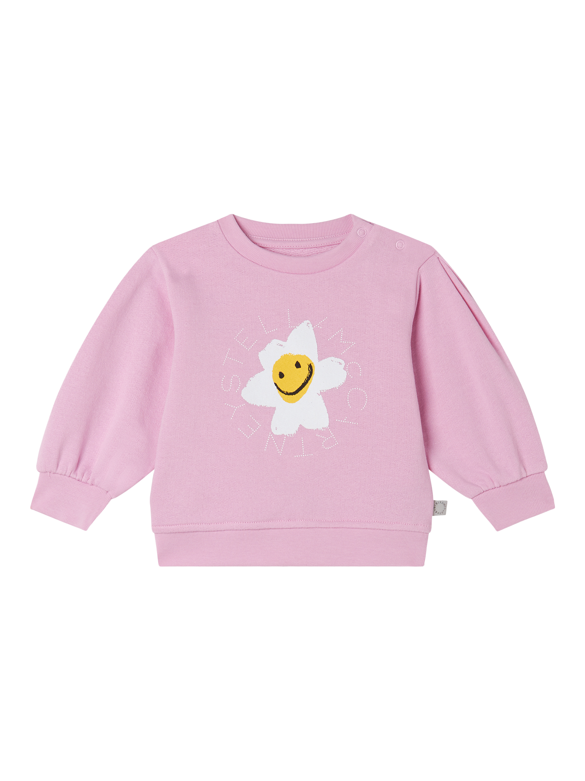 Product image 1 of 1, which shows Stella McCartney Kids Baby Cotton Fleece Flower Sweatshirt, Pink, 3 months