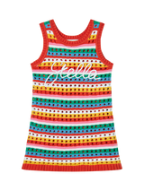 Stella McCartney Kids Kids' Cotton Crochet Logo Dress, Multi