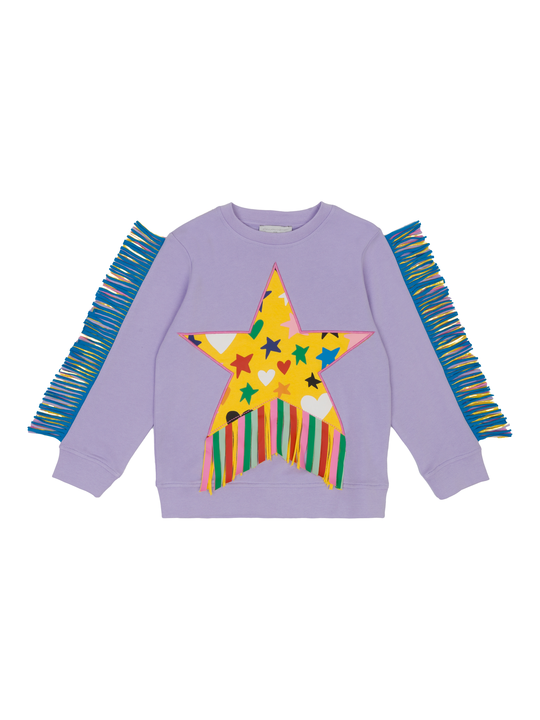 Product image 1 of 1, which shows Stella McCartney Kids Kids' Cotton Fleece Star Fringed Sweatshirt, Purple, 3 years
