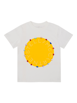 Stella McCartney Kids Kids' Cotton Logo Disc Embellished T-Shirt, White, White