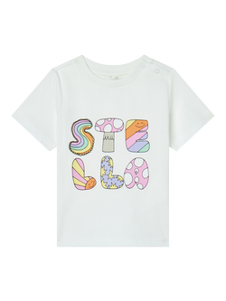 Stella McCartney Kids Baby Cotton Woodland Lettering T-Shirt, White/Multi, White/Multi