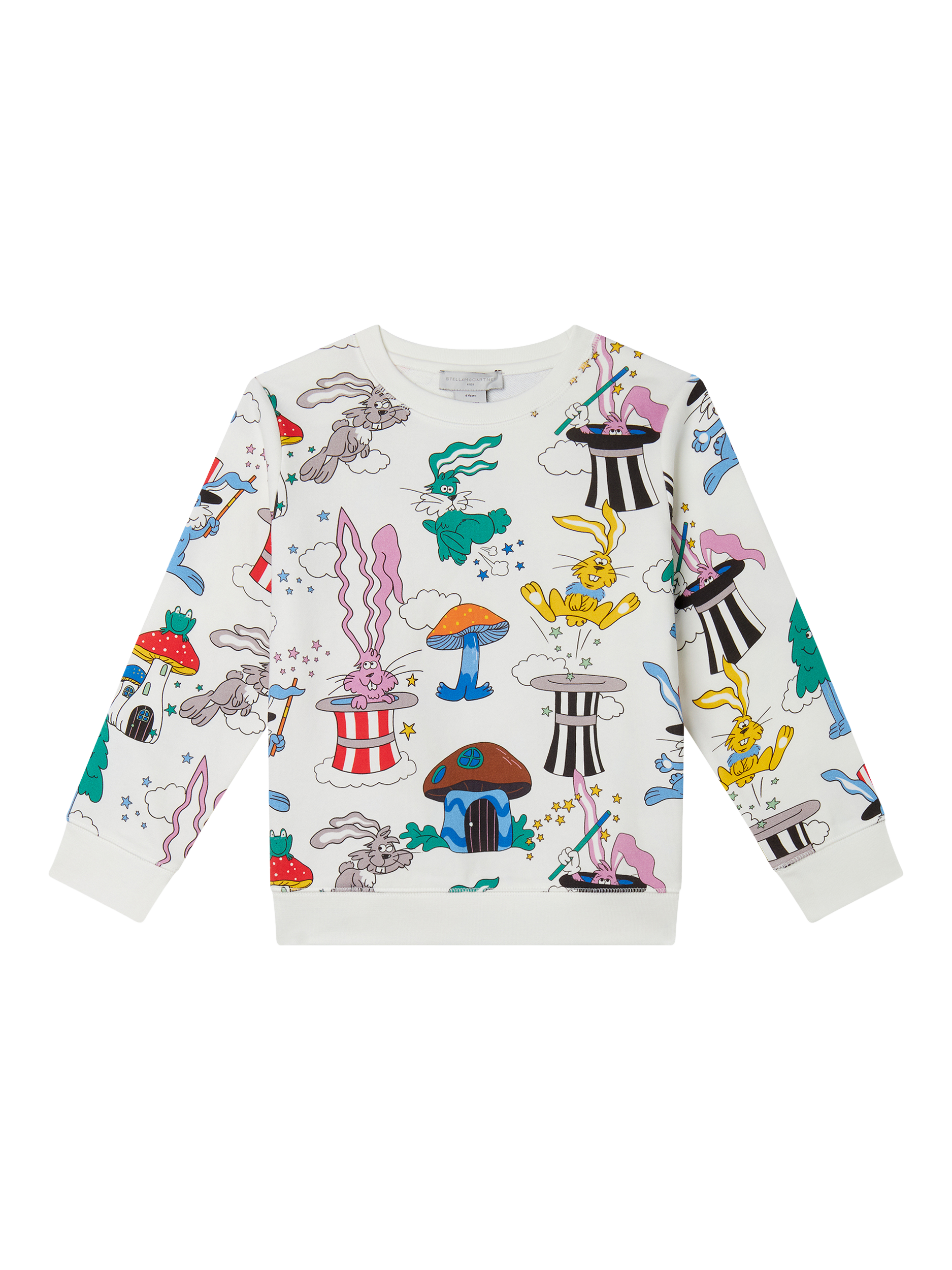 Stella McCartney Kids Kids' Cotton Jersey Magicians Bunny Print Sweatshirt, White