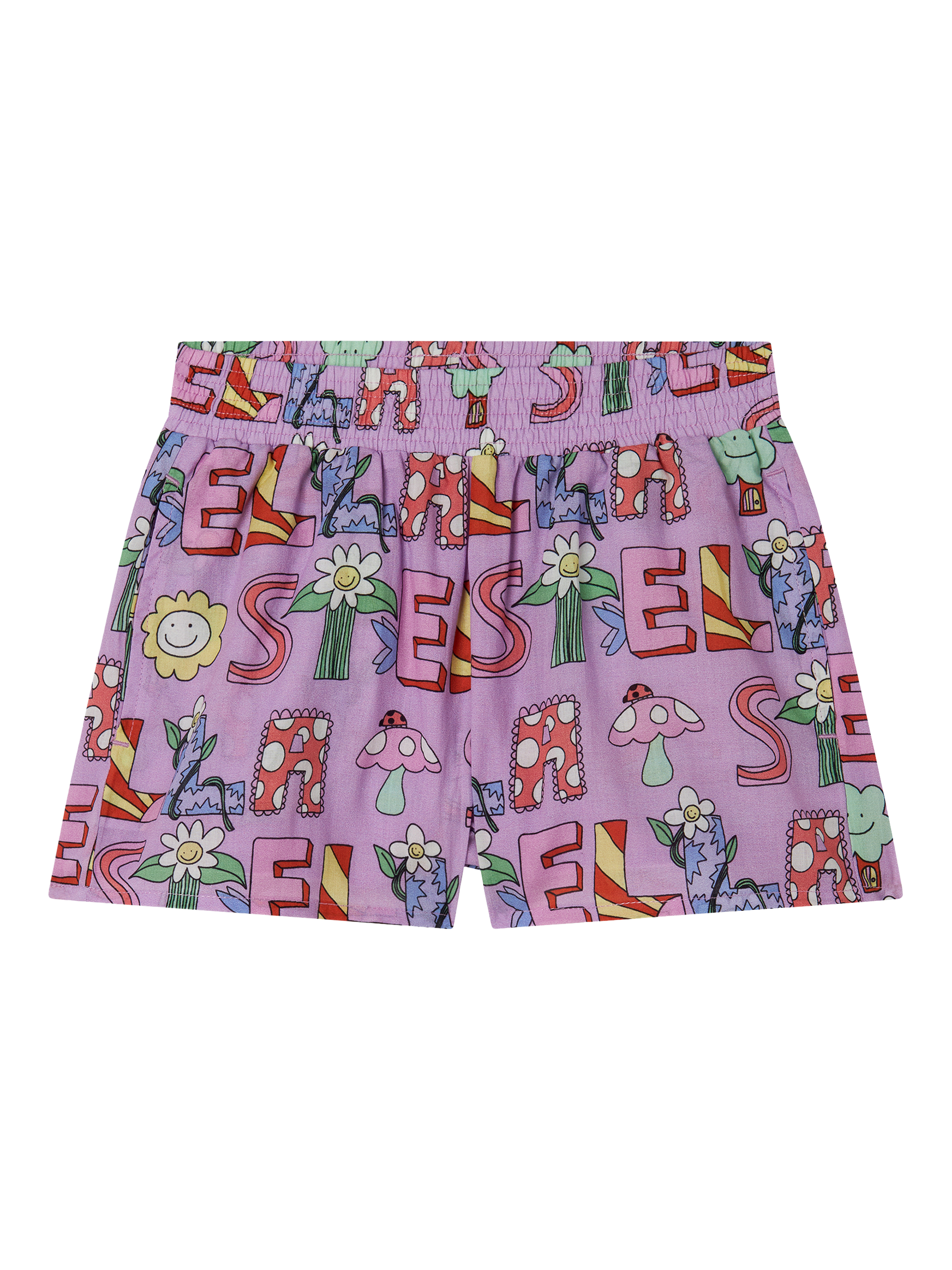 Product image 1 of 1, which shows Stella McCartney Kids Kids' Cotton Fairy Logo Shorts, Purple, 5 years