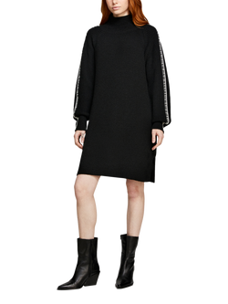 SISLEY Contrast Stripe Jumper Dress, Black/White