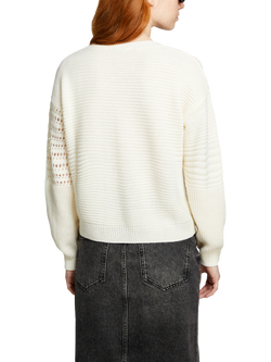 SISLEY Patchwork Knit Jumper, Cream - view 2, Cream