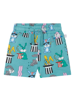 Stella McCartney Kids Baby Cotton Fleece Magicians Bunny Print Shorts, Blue, 