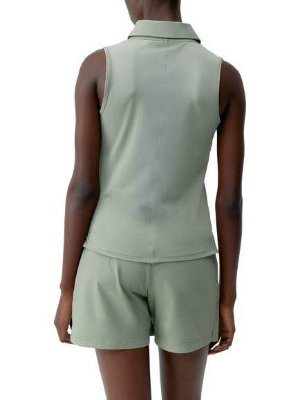 Born Living Yoga Sleeveless Polo Shirt, Green - view 2, Green