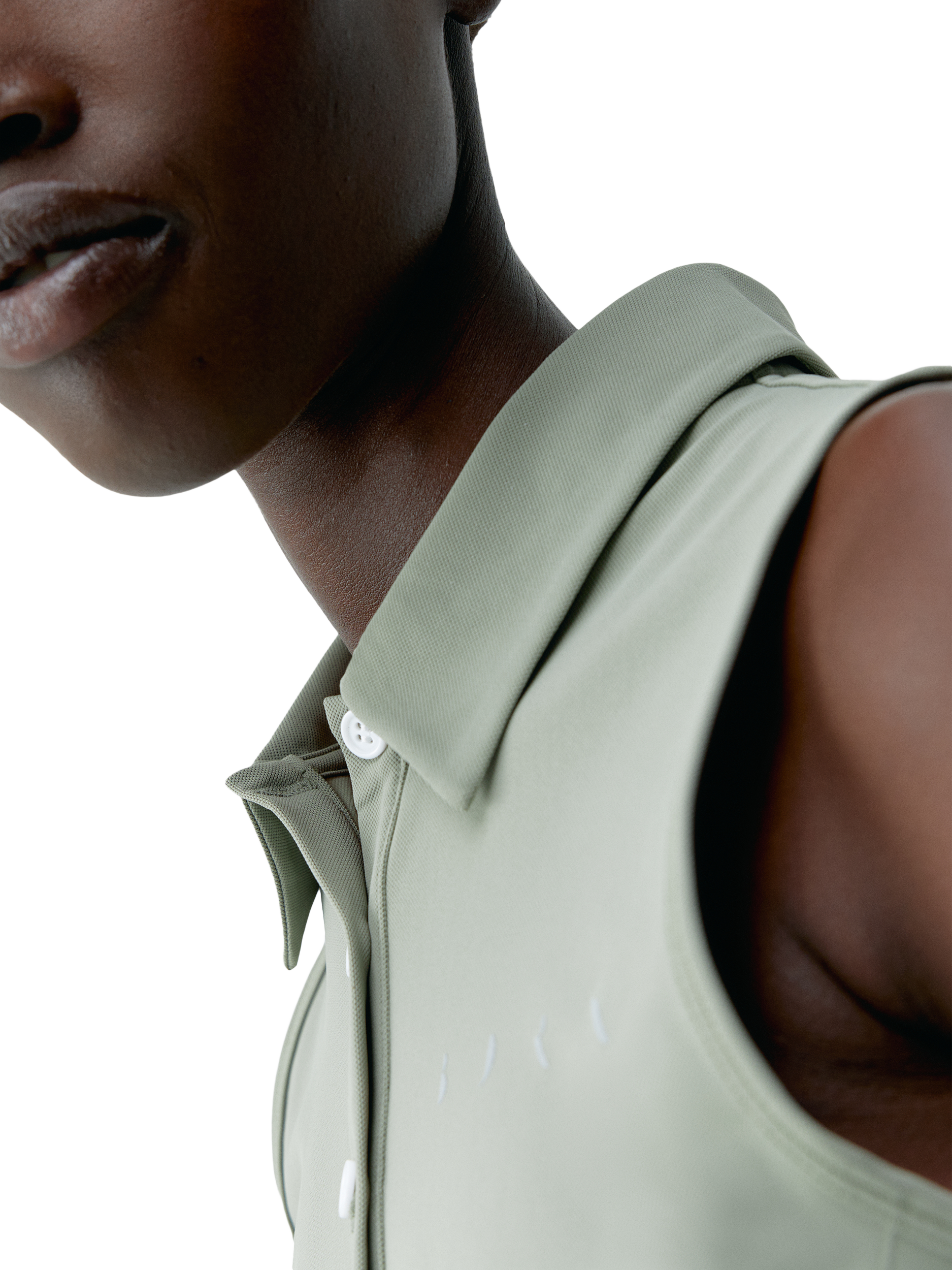 Product image 3 of 6, which shows Born Living Yoga Sleeveless Polo Shirt, Green, XS