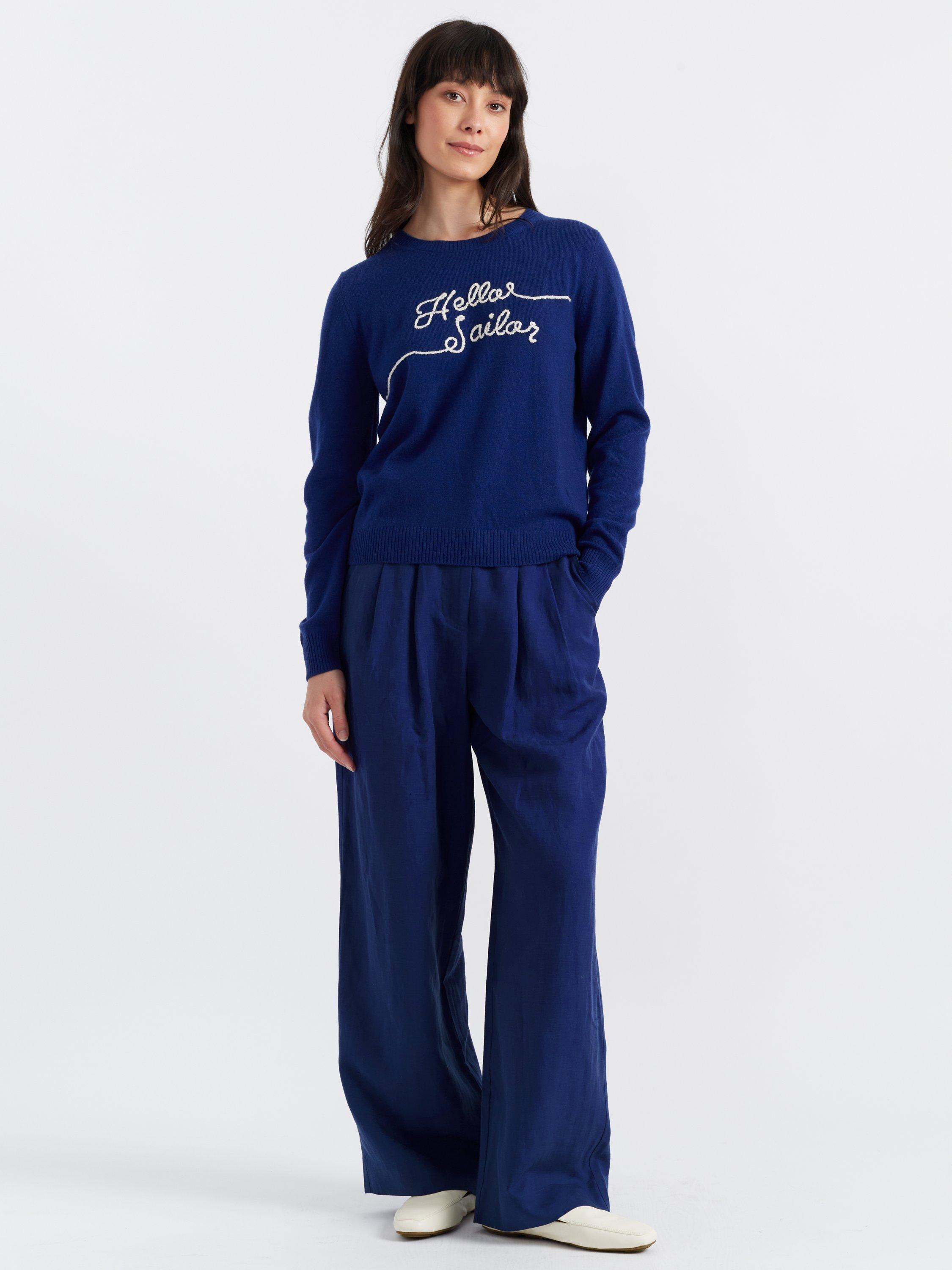 Chinti & Parker Hello Sailor Wool Rich Jumper, Admiral Blue/Cream
