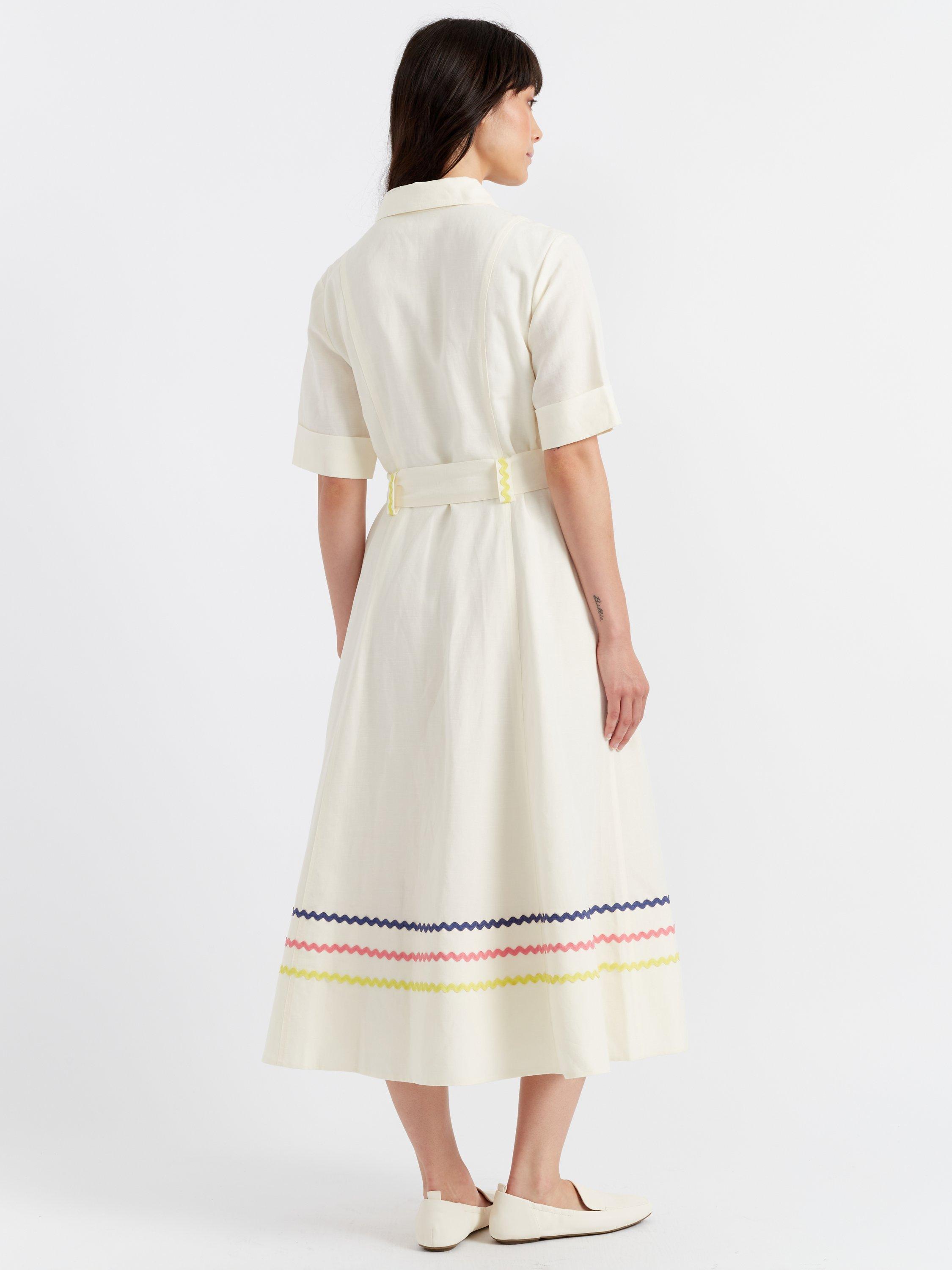 Product image 2 of 3, which shows Chinti & Parker La Mer Shirt Dress, Cream, 6