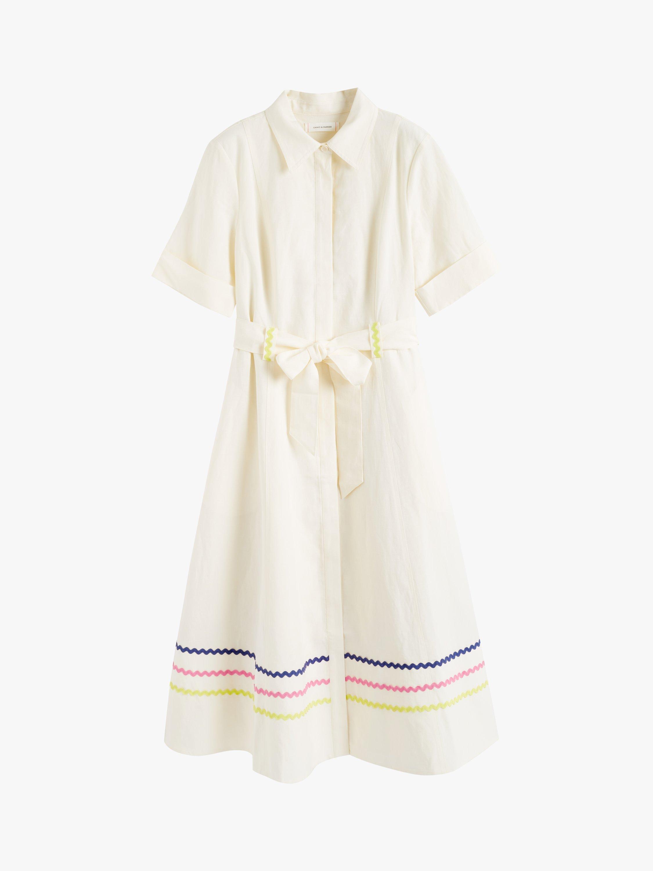 Product image 3 of 3, which shows Chinti & Parker La Mer Shirt Dress, Cream, 6