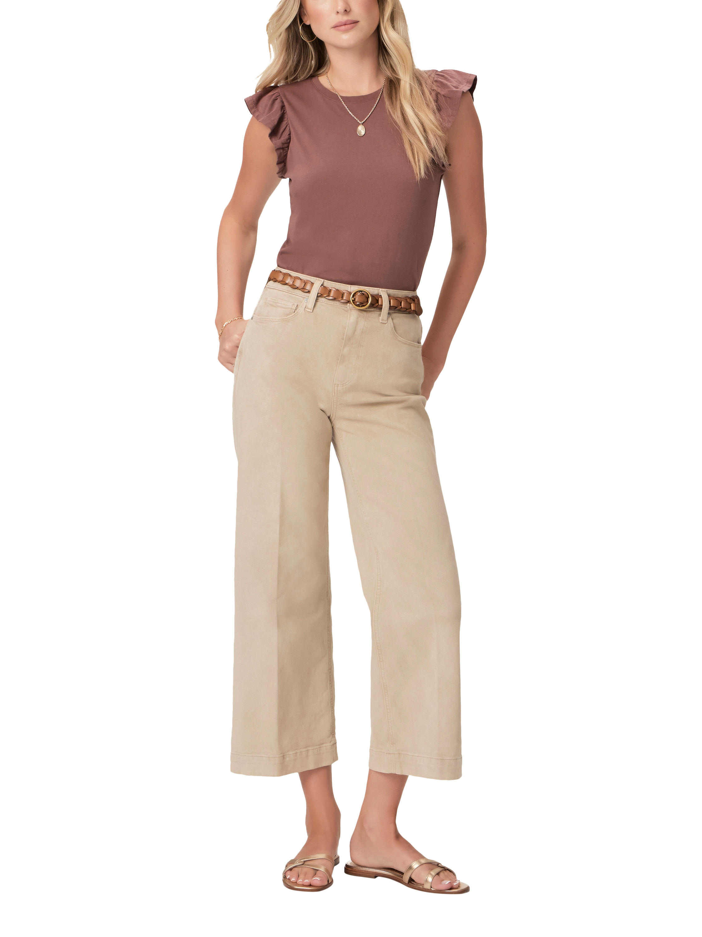 PAIGE Anessa High Waist Jeans, Sand