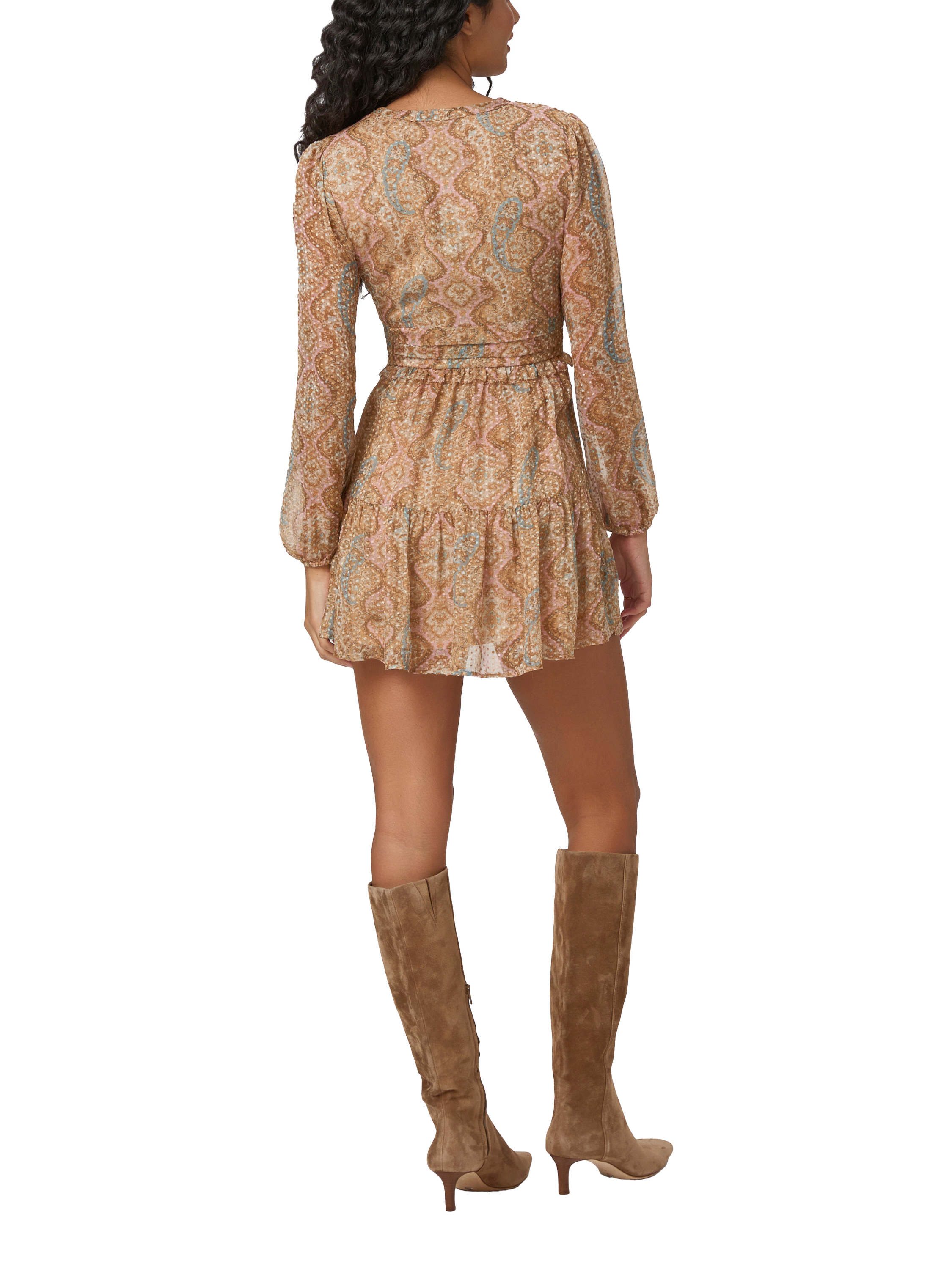 Product image 3 of 3, which shows PAIGE Florentine Paisley Mini Dress, Honey Multi, 8