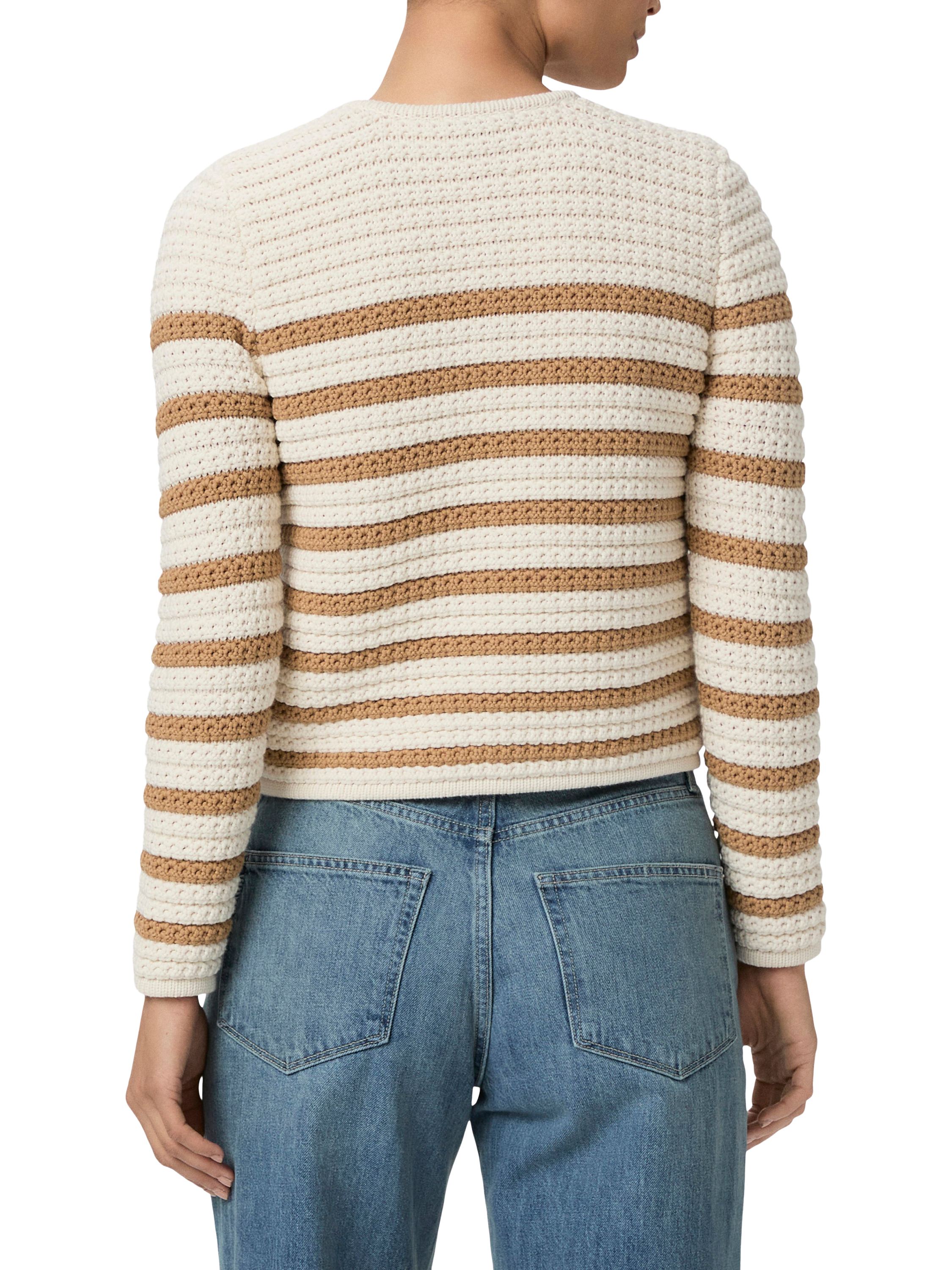 Product image 3 of 4, which shows PAIGE Oberon Stripe Knit Cardigan, White/Brown, S