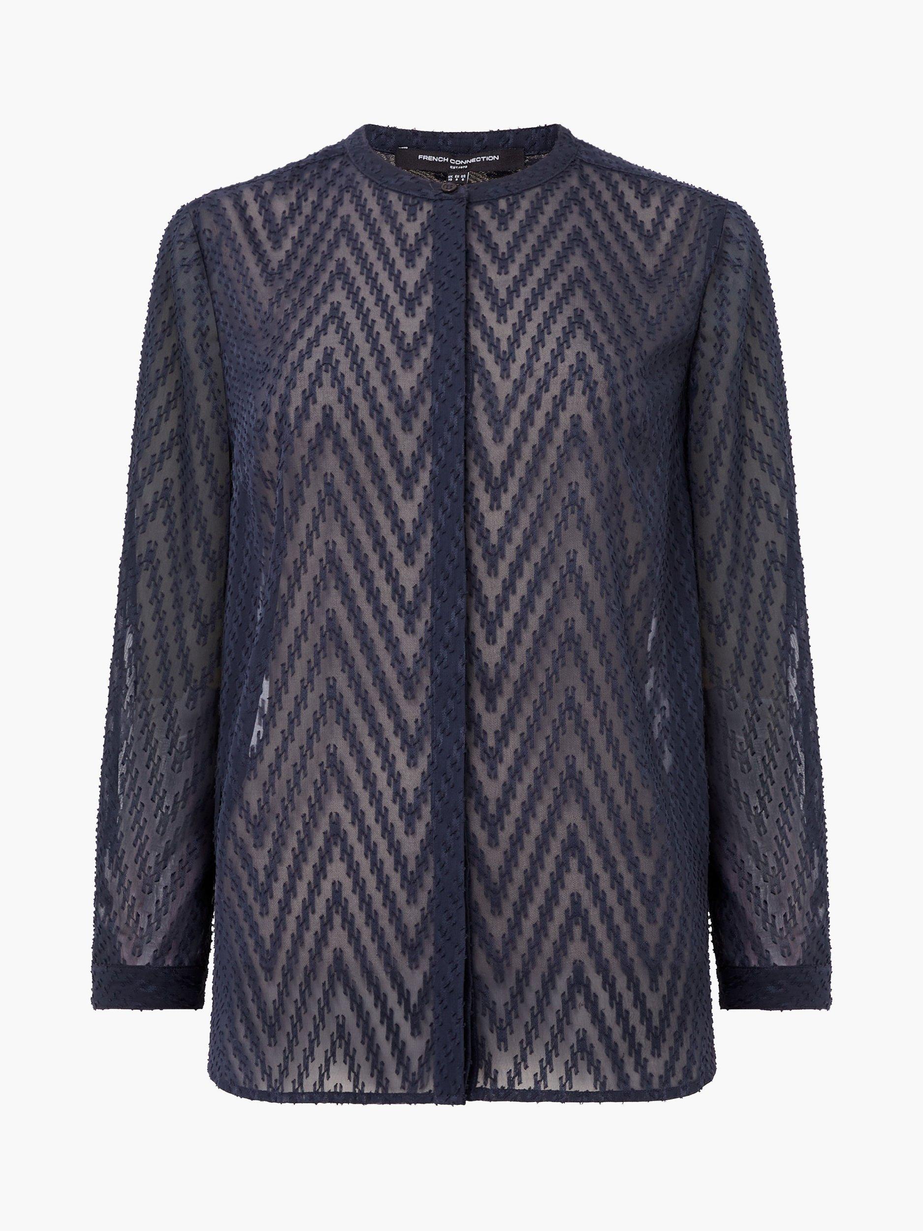 Product image 5 of 5, which shows French Connection Dayton Fil De Coupe Long Sleeve Shirt, Navy, XS