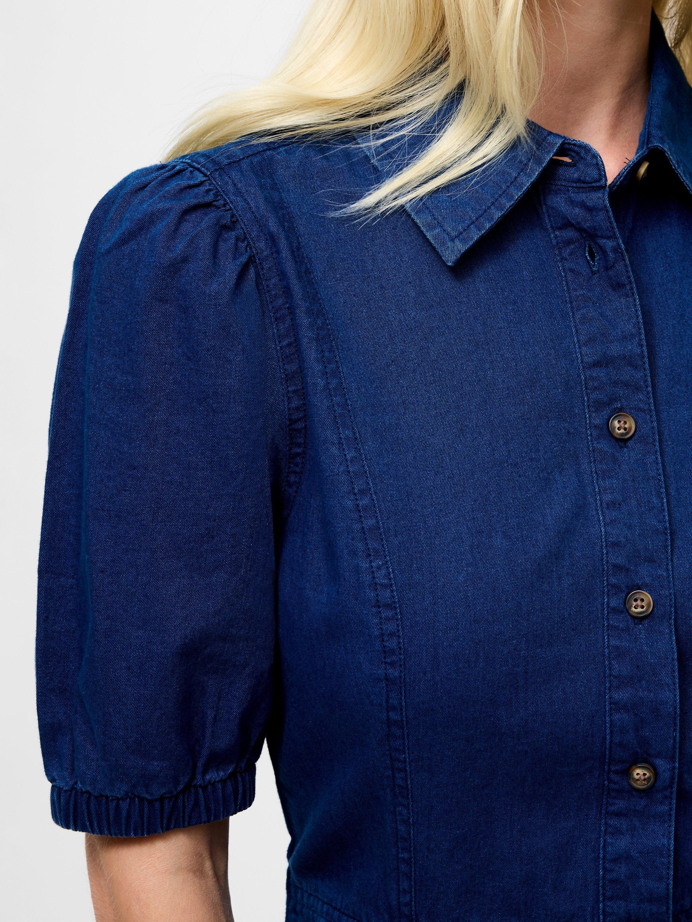 Product image 3 of 5, which shows French Connection Chambray Shirt Dress, Mid Wash, 6