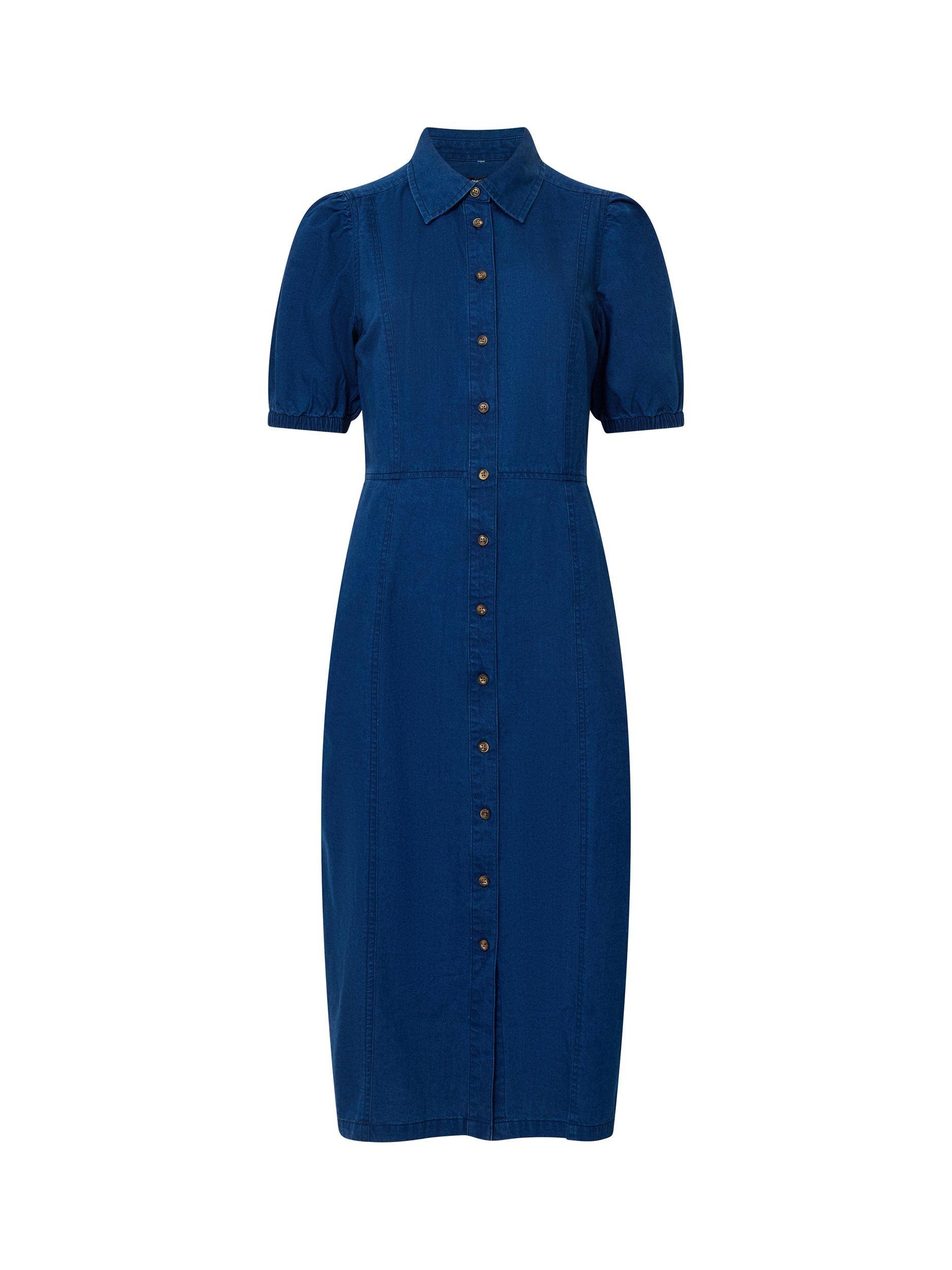 Product image 5 of 5, which shows French Connection Chambray Shirt Dress, Mid Wash, 6