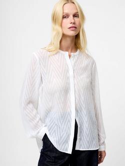 French Connection Dayton Fil De Coupe Long Sleeve Shirt, Summer White, Summer White