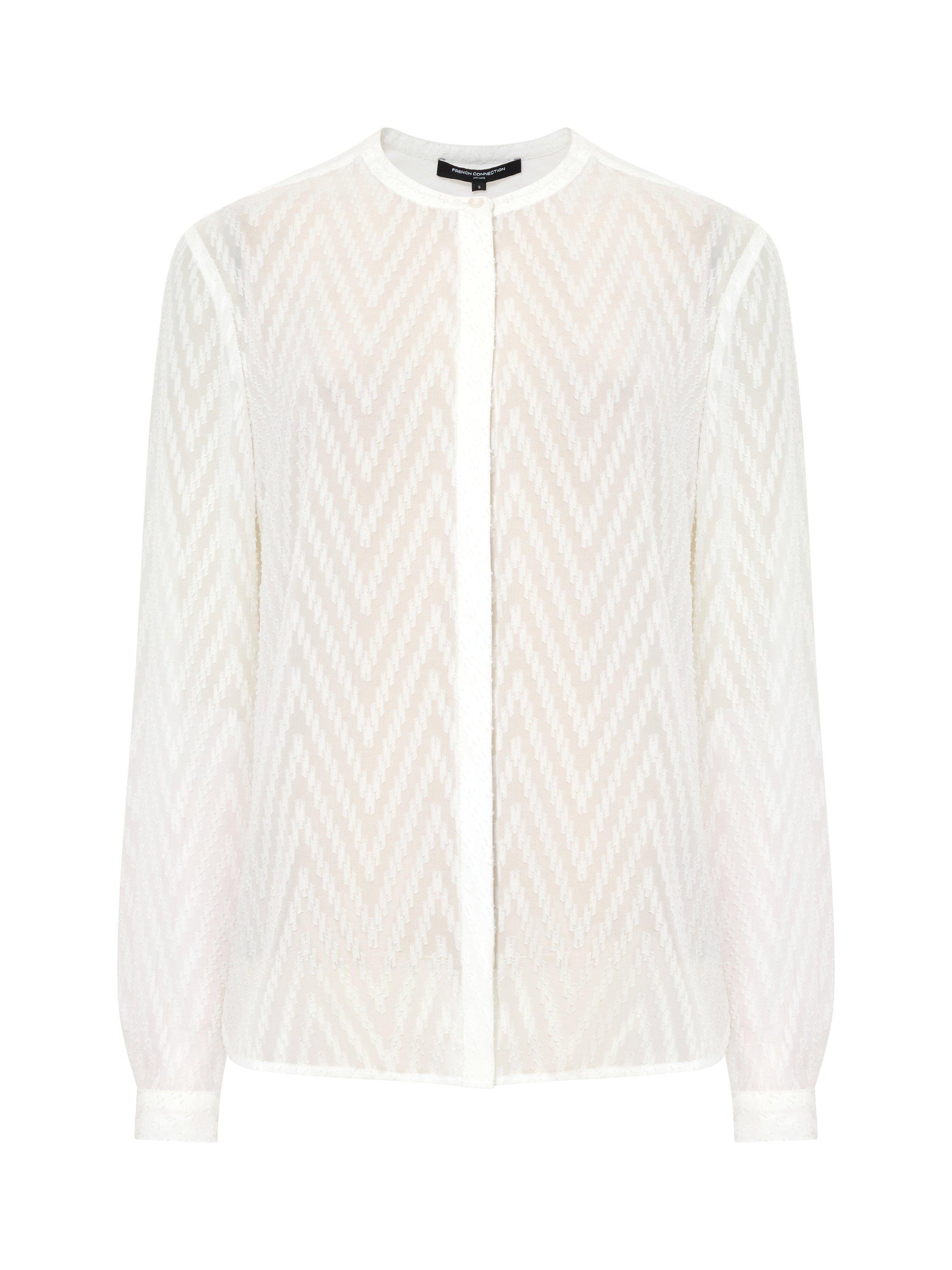Product image 5 of 5, which shows French Connection Dayton Fil De Coupe Long Sleeve Shirt, Summer White, XS