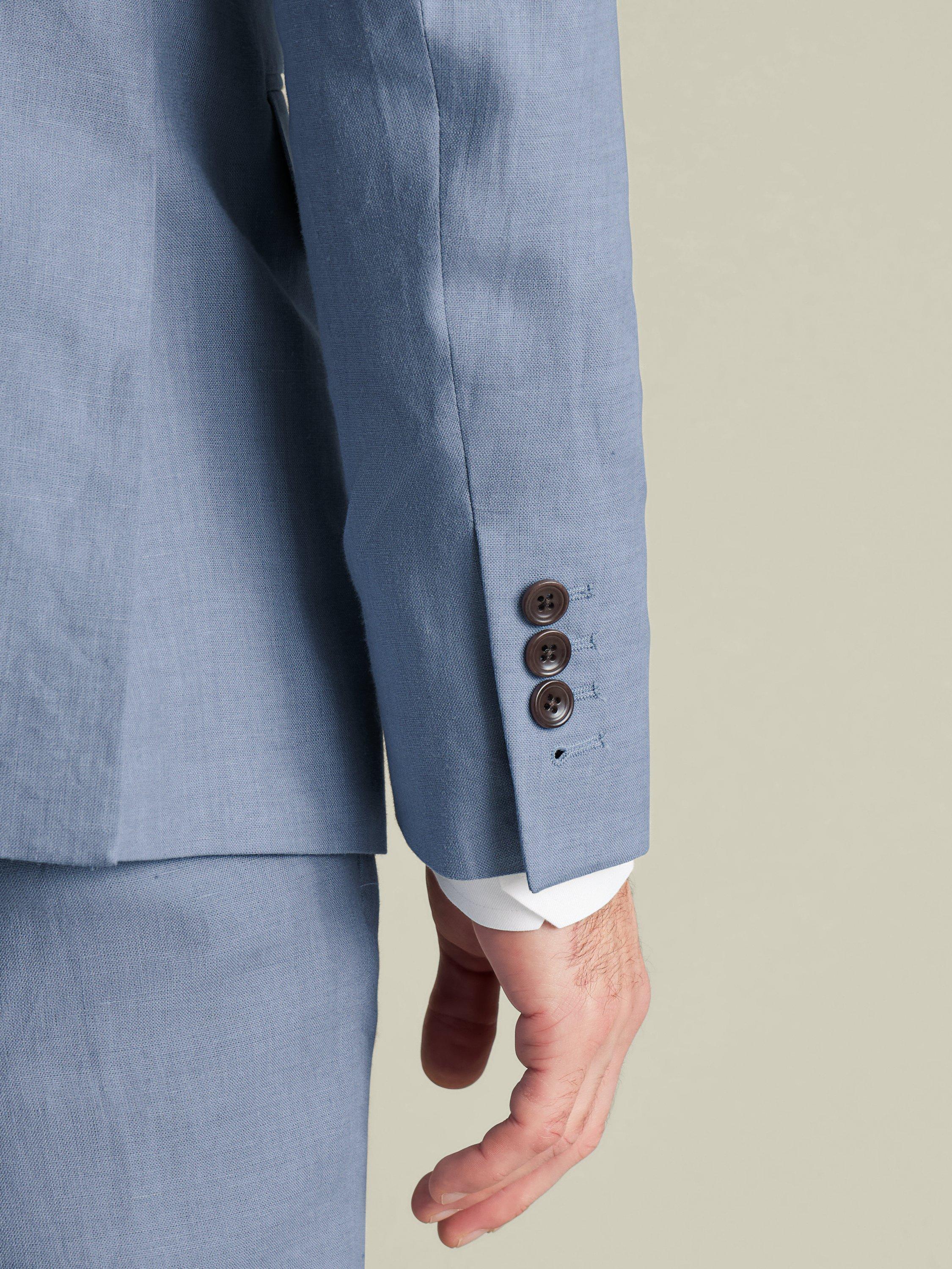 Product image 3 of 4, which shows Charles Tyrwhitt Slim Fit Linen Blazer, Airforce Blue, 46R