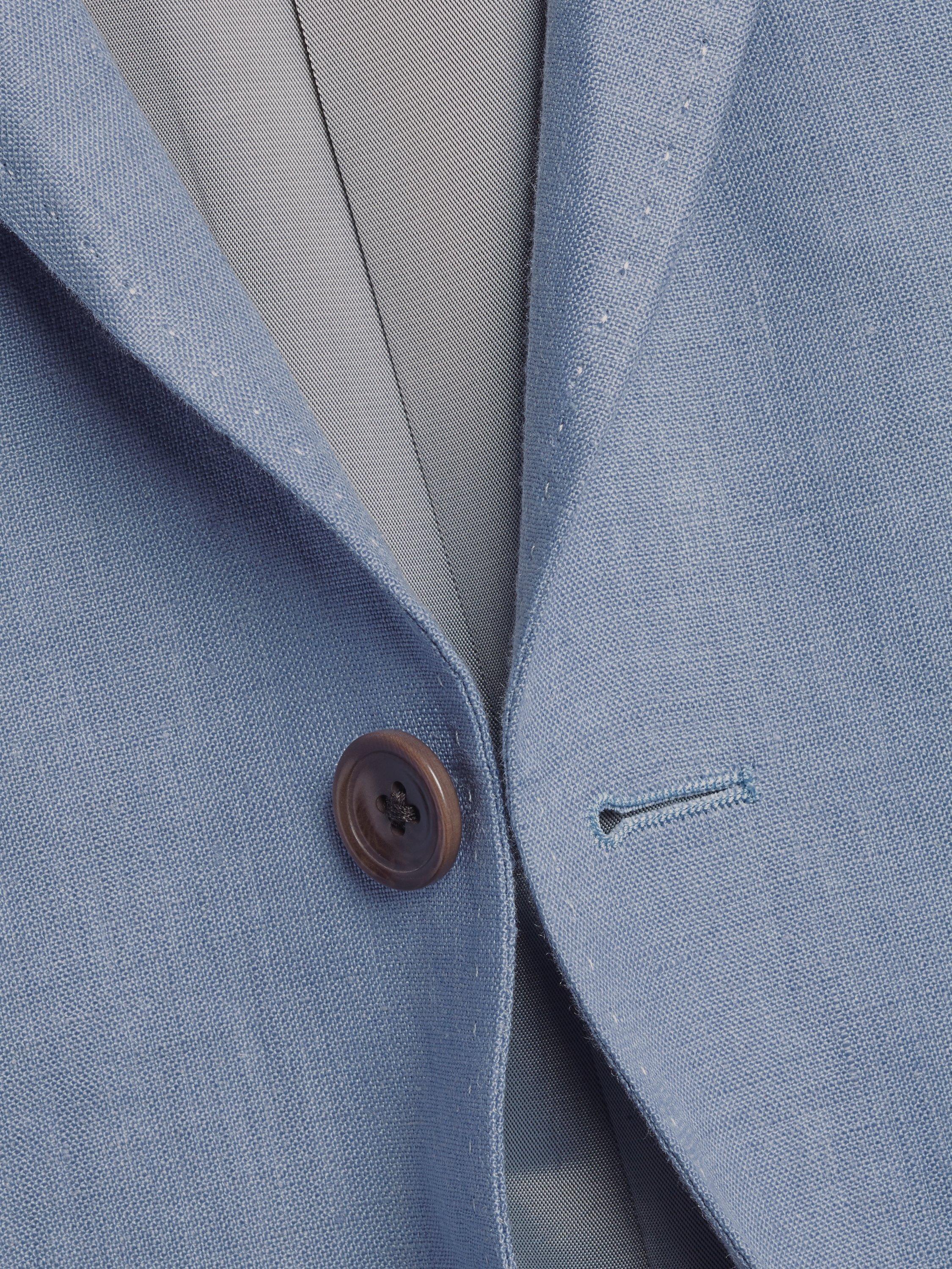 Product image 4 of 4, which shows Charles Tyrwhitt Slim Fit Linen Blazer, Airforce Blue, 46R