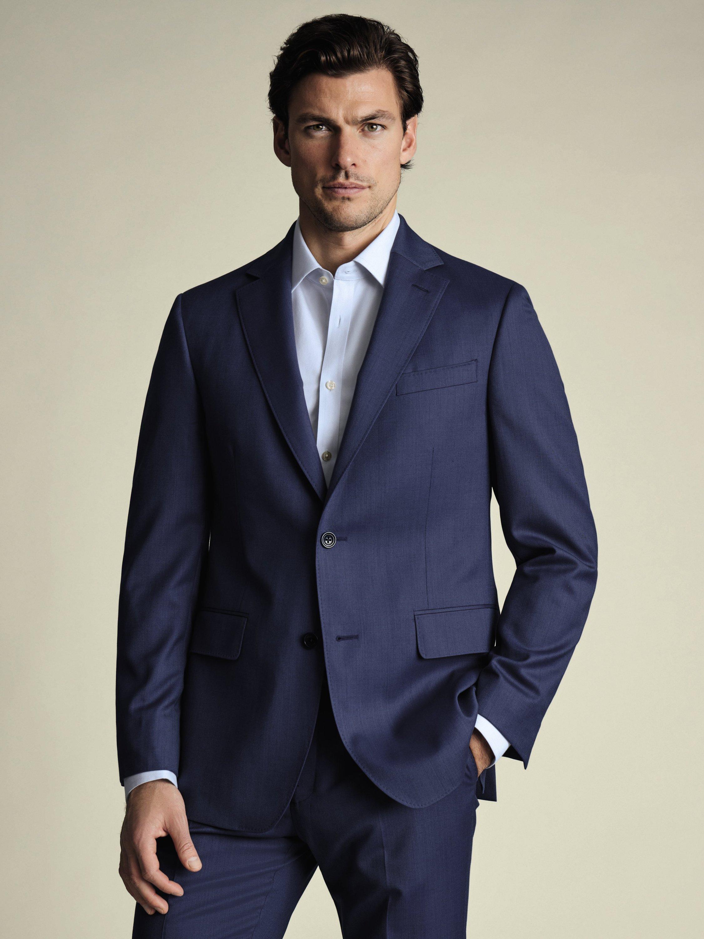 Product image 1 of 7, which shows Charles Tyrwhitt Slim Fit Wool Blazer, Royal Blue, 38R