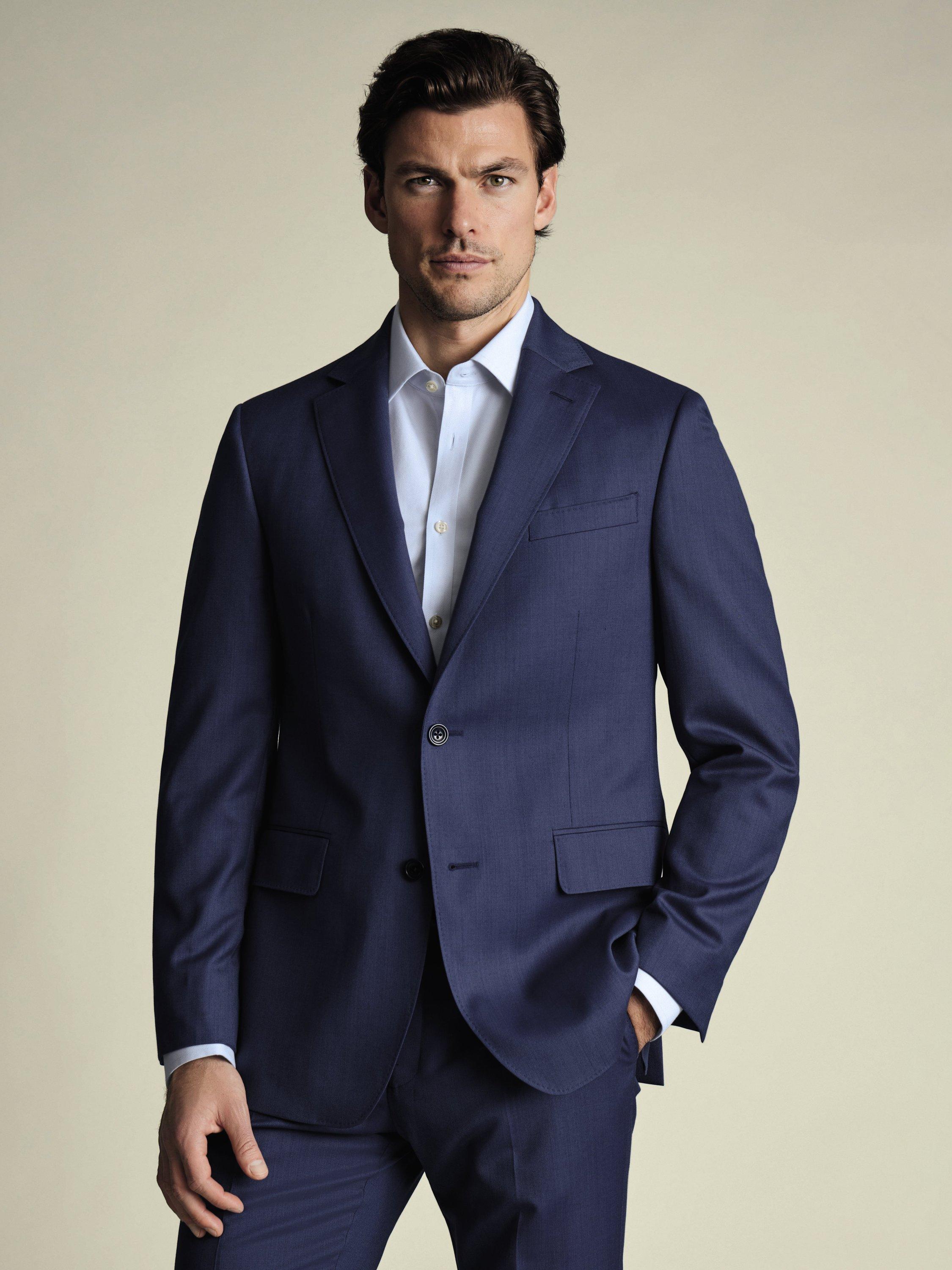 Product image 2 of 7, which shows Charles Tyrwhitt Slim Fit Wool Blazer, Royal Blue, 38R