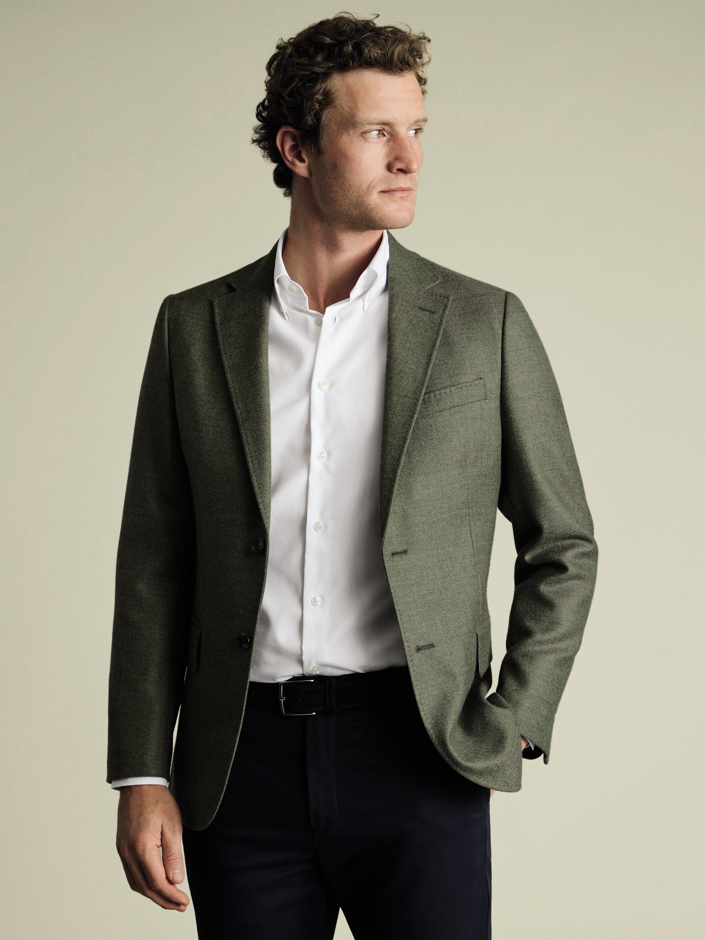 Product image 1 of 5, which shows Charles Tyrwhitt Slim Fit Twill Wool Blazer, Moss Green, 40S